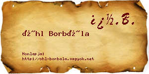 Öhl Borbála névjegykártya